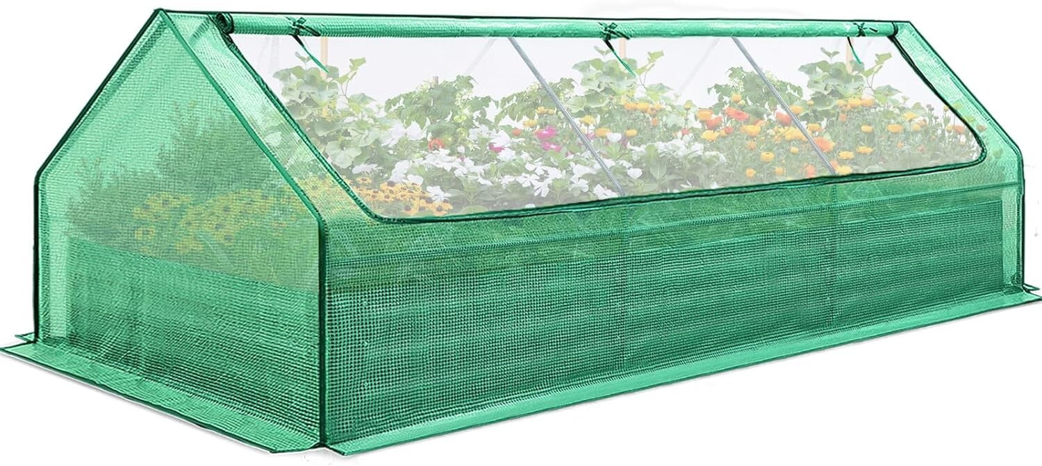 8x4ft Metal Raised Garden Bed with Integrated Greenhouse – Protect Your Plants!