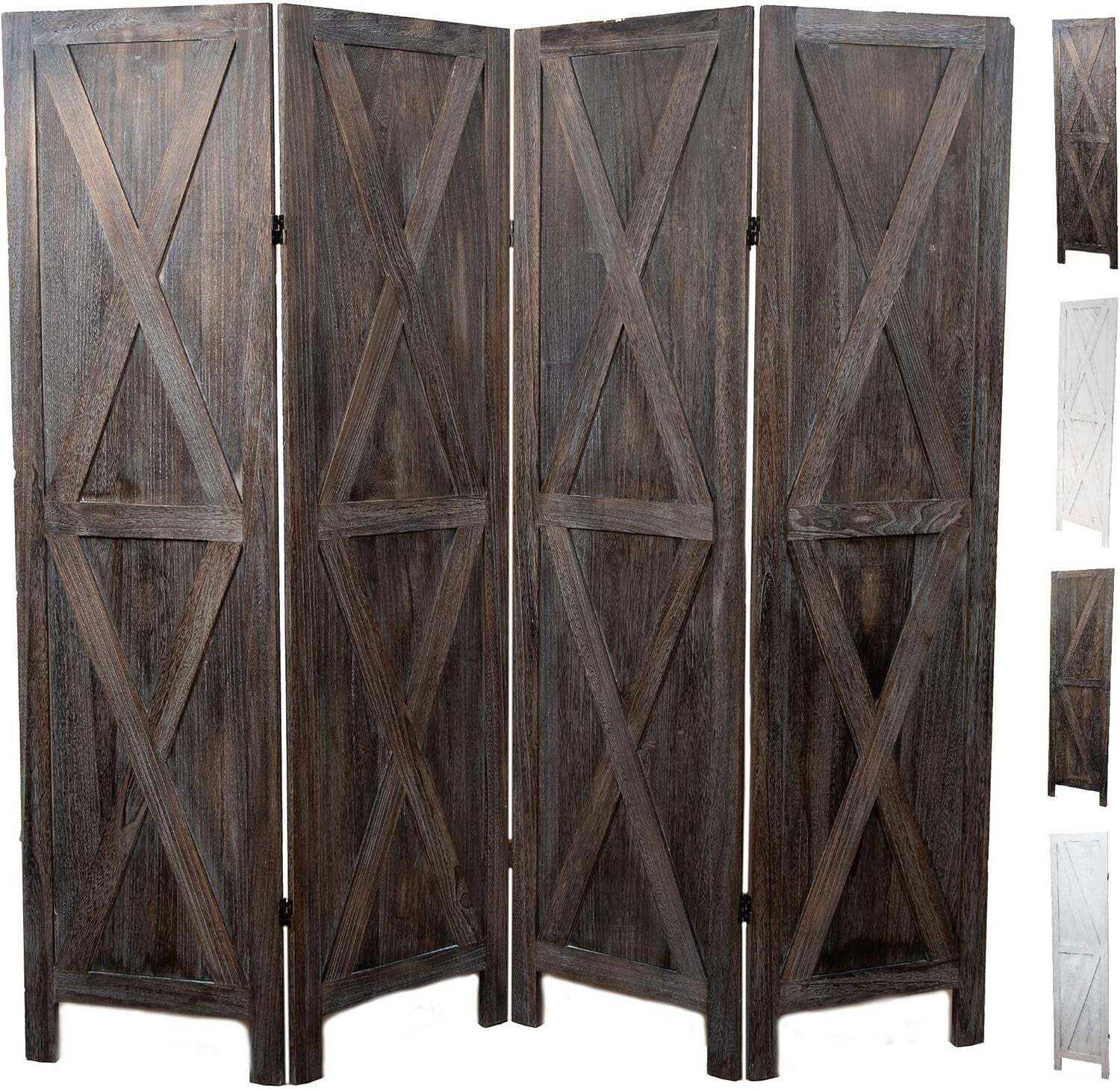 Portable Rustic Barnwood Privacy Screen - Stylish Room Separator 72"w x 67"h