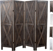 Load image into Gallery viewer, Portable Rustic Barnwood Privacy Screen - Stylish Room Separator 72"w x 67"h