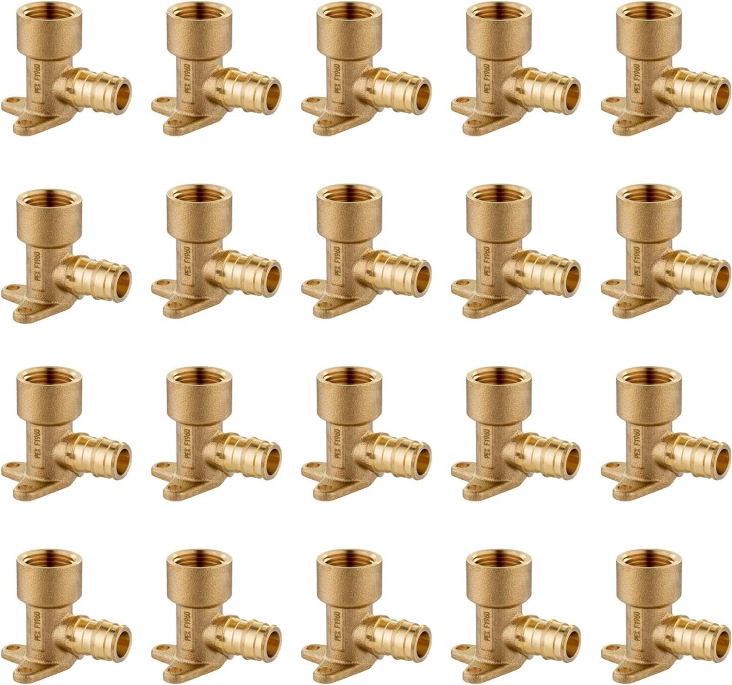 Bulk Brass PEX A Elbow Fittings - 20 Pack 1/2" Drop-Ear Expansion Connectors