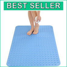 Load image into Gallery viewer, Comfortable Extra Large Shower Mat 47x32 with Drain Holes - Aqua Blue Safety Mat