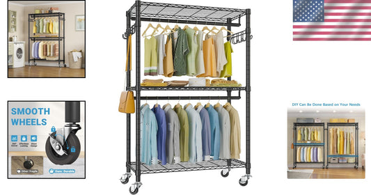 Freestanding Heavy-Duty Wire Shelving Clothes Rack with Load Capacity of 400 lbs
