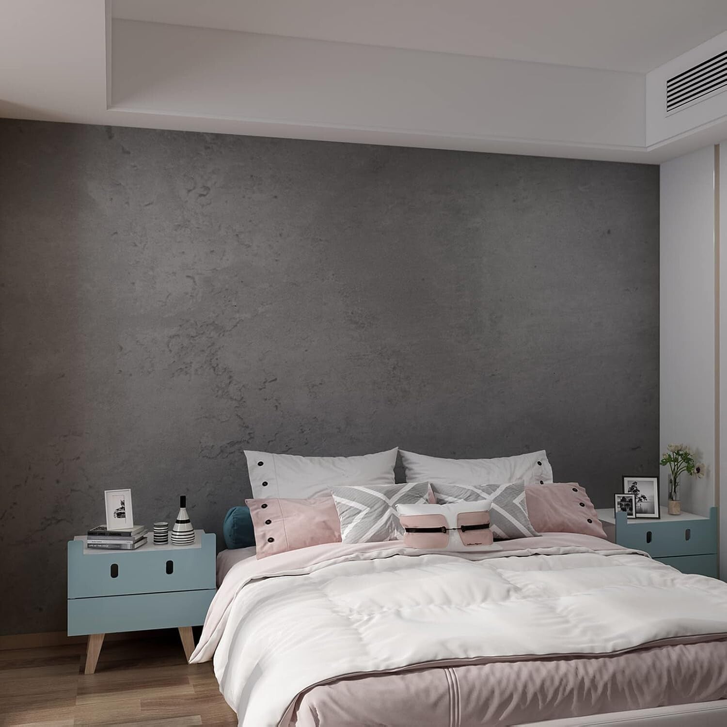 Textured Darker Grey Concrete Wallpaper 16"×1181" - Perfect for Bedroom & Gym