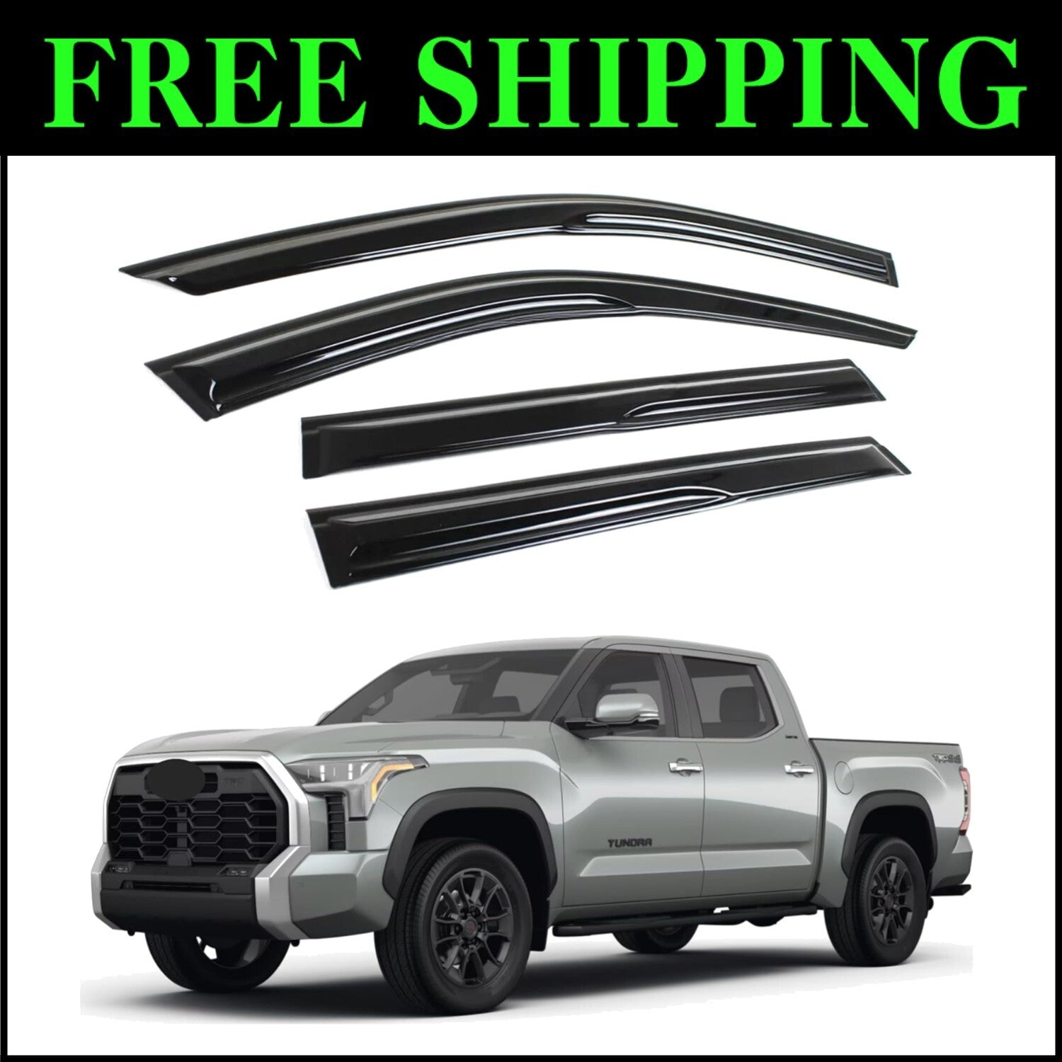 Sleek Mugen Style Window Visors for 2019-2024 RAM 1500 Crew Cab - Black Finish