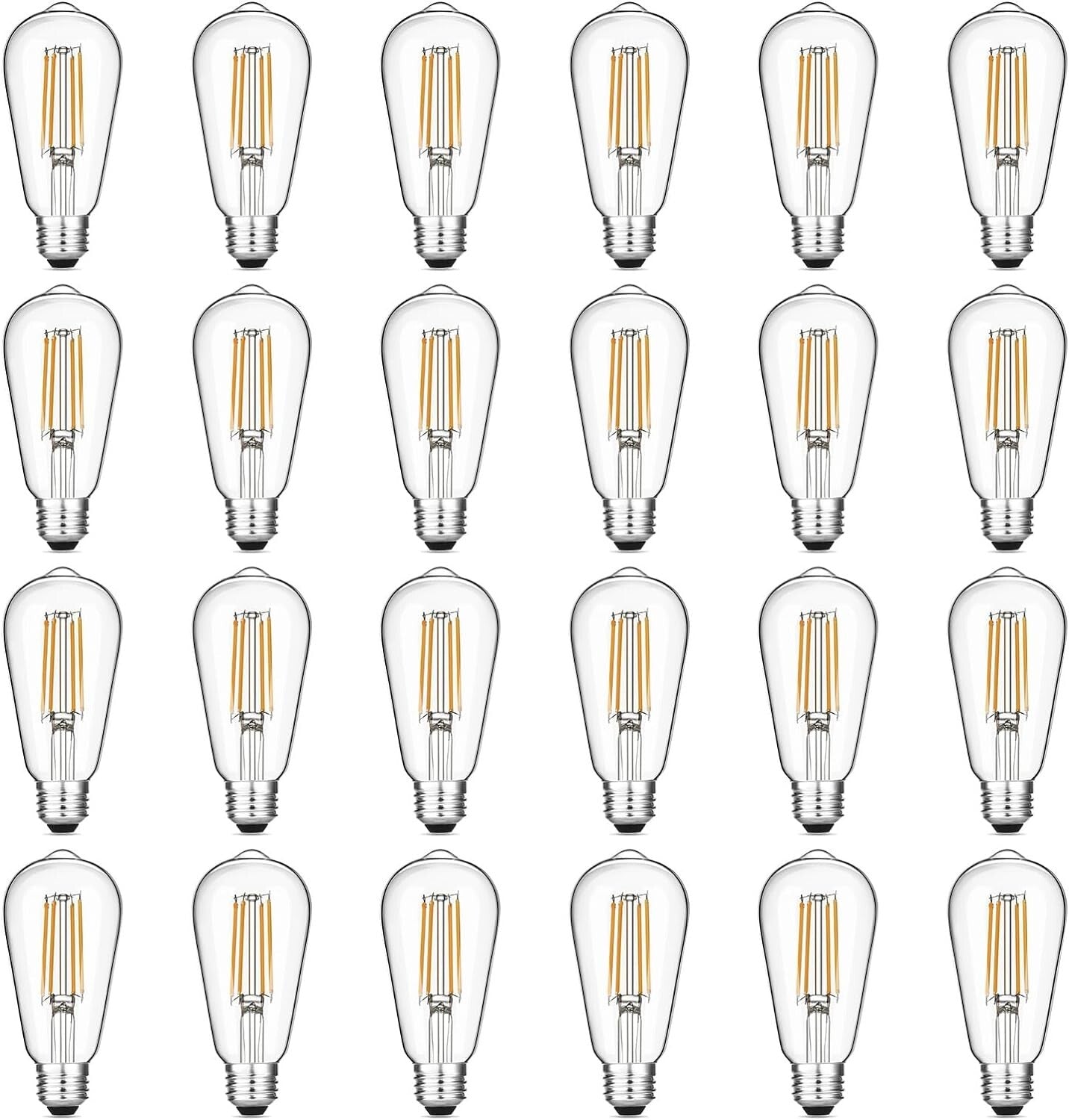 Elegant ST58 Vintage LED Bulb Pack of 24 - 6W, Dimmable Bright 750 Lumens