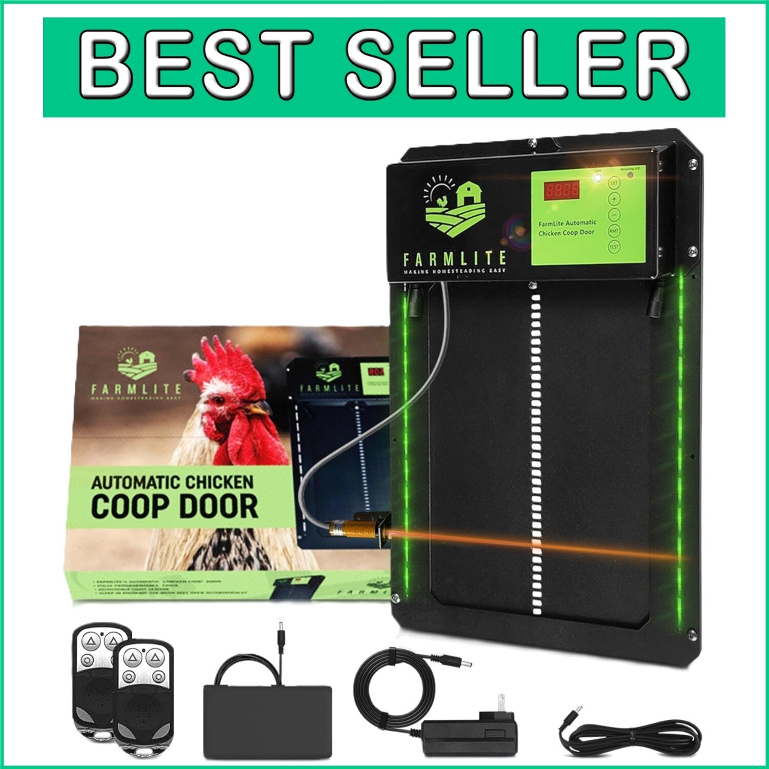 Automatic Chicken Coop Door with Timer & Light Sensor - Weather Resistant