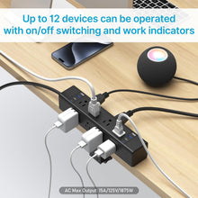 Load image into Gallery viewer, Flexible Desk Outlet Station: 12 USB and AC Ports with Clamp Mount - Black 6FT