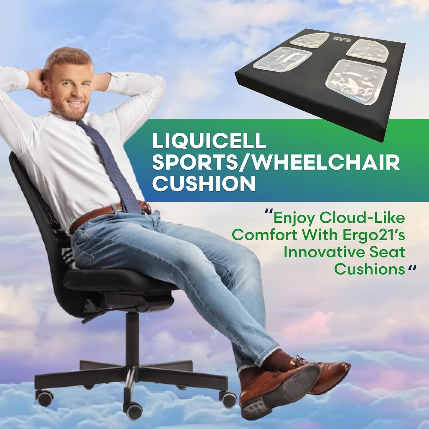 LiQuiCell Sports Cushion - Ergonomic Support for Back Pain and Pressure Relief