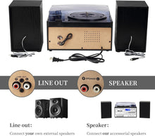 Load image into Gallery viewer, Compact Bluetooth Turntable &amp; AM/FM Radio with External Speakers, USB/SD Options