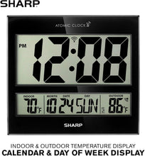 Load image into Gallery viewer, Battery Operated Atomic Clock - 3" LCD Display &amp; Wireless Temperature Sensor