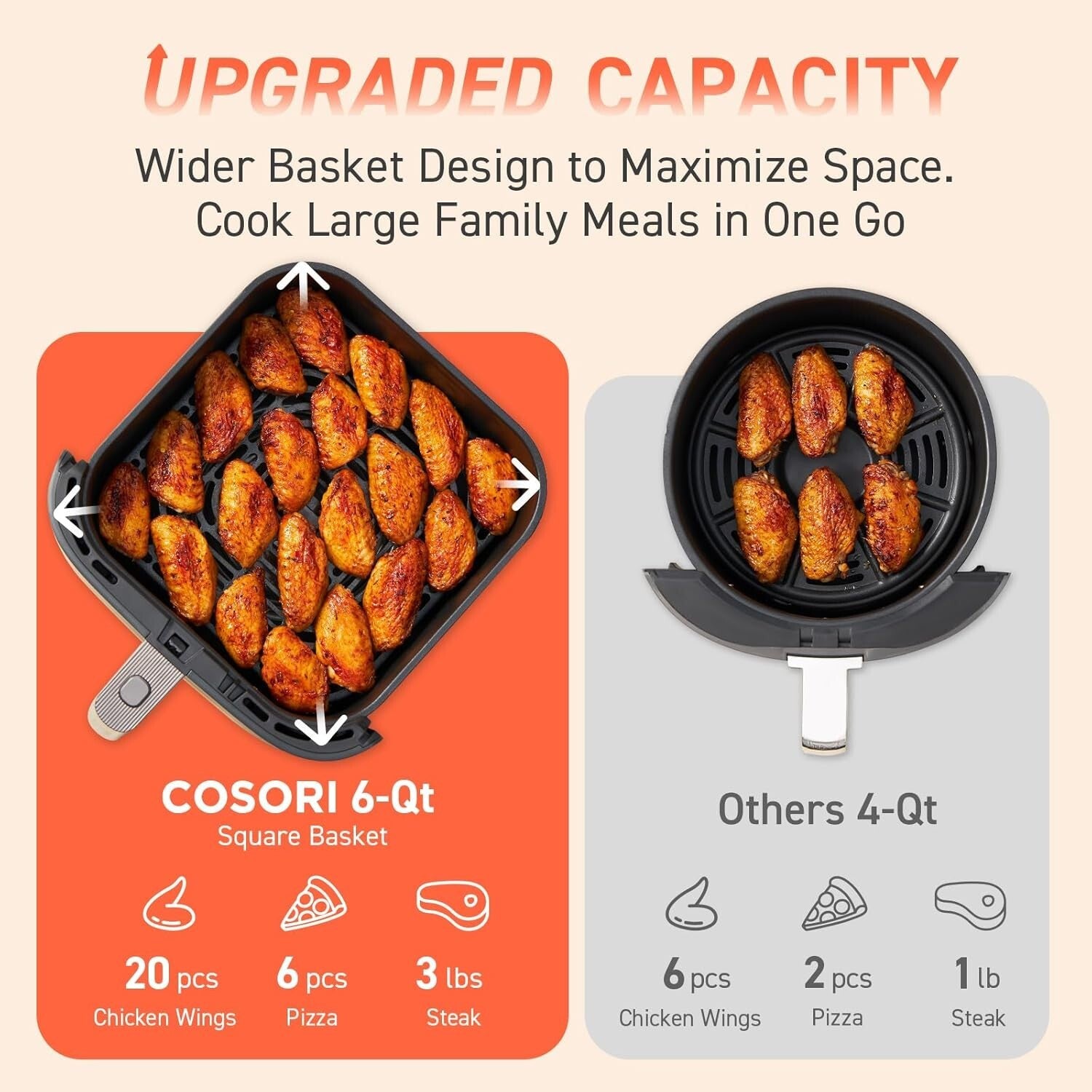 Efficient 9-in-1 Air Fryer with Non-Stick Basket & Family-Sized 6-Quart Capacity