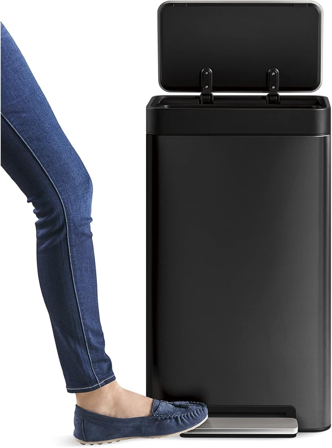 Compact 8-Gallon Rectangular Trash Can with Hands-Free Pedal - Office Kitchen