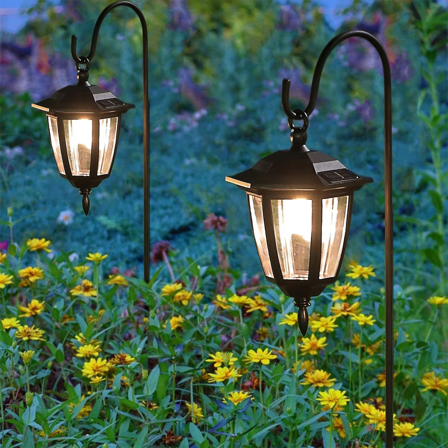 Elegant 6-Pack Solar Hanging Lights with 38.7” Hooks - Waterproof Outdoor Decor