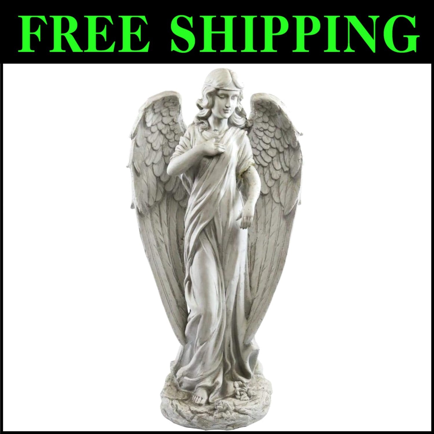 Durable 31" Angel Statue - Stunning Yard Decoration with Realistic Stone Finish