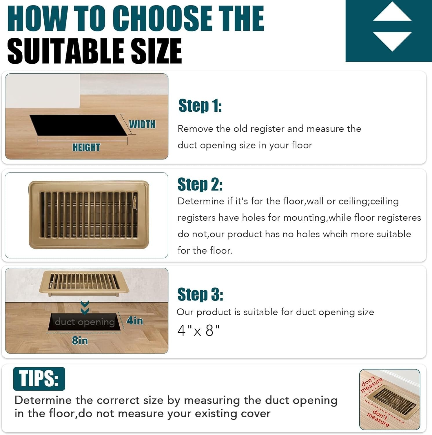 Durable Steel Air Supply Grilles 4x8 - Classic Design, Easy Install, Pack of 4