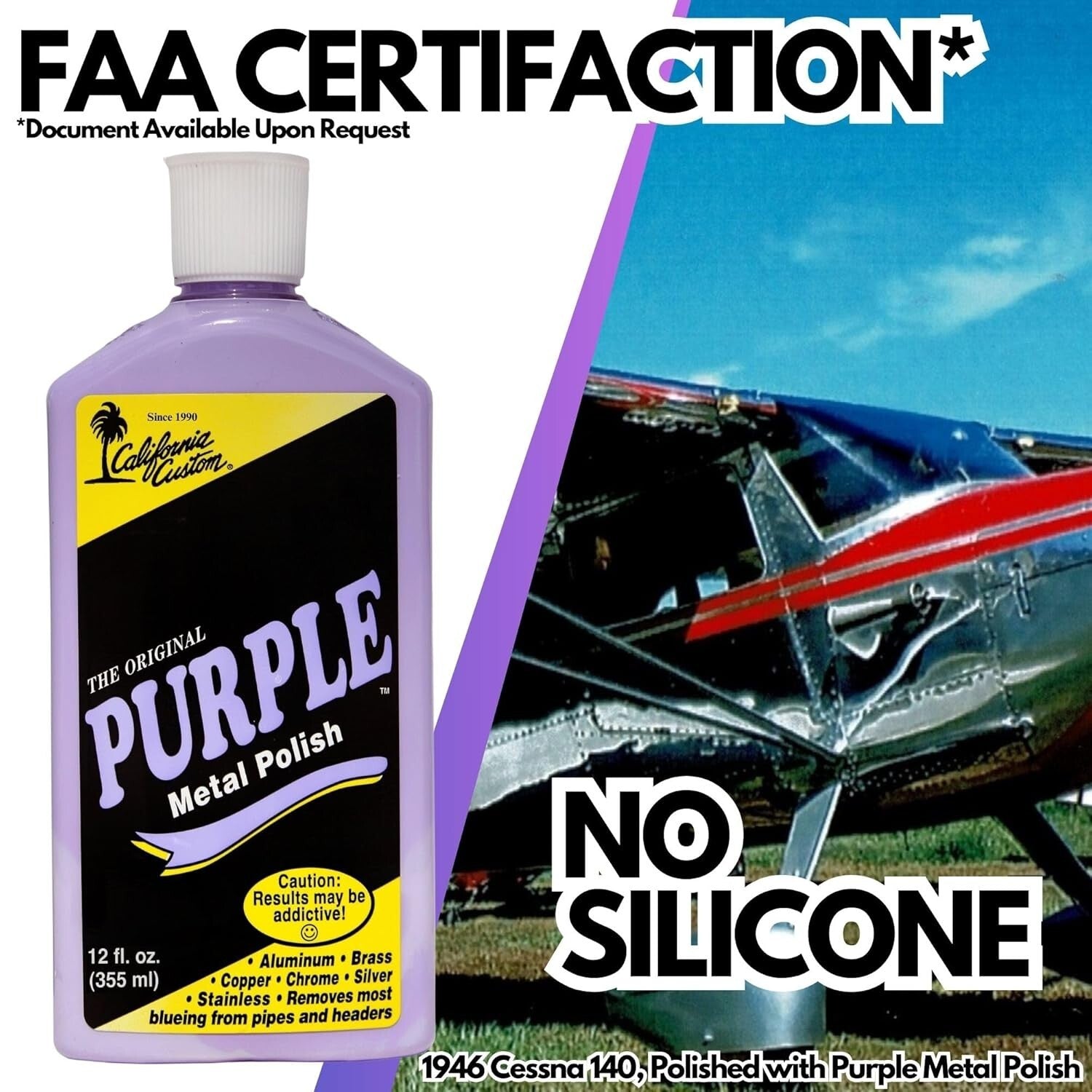 FAA Certified Purple Metal Polish - Safe for Aluminum, Brass, Copper and More