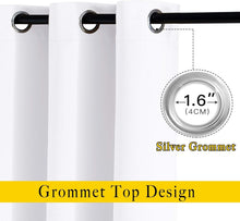 Load image into Gallery viewer, Modern White Room Darkening Grommet Curtains - Noise Reducing Insulated Panels