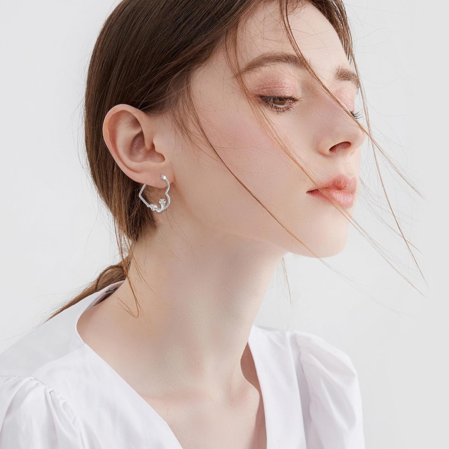 Charming Snake Dangle Earrings - Lightweight Sterling Silver Jewelry for Women