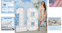 Load image into Gallery viewer, Light-Up 4ft Marquee Number 18 for Memorable Birthday and Anniversary Parties