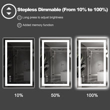 Load image into Gallery viewer, Stepless Dimmable Frontlit &amp; Backlit Bathroom Mirror - Unframed, Shatterproof