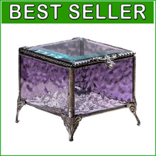Load image into Gallery viewer, Victorian Purple Glass Jewelry Box - Stunning Table Top Storage for Treasures