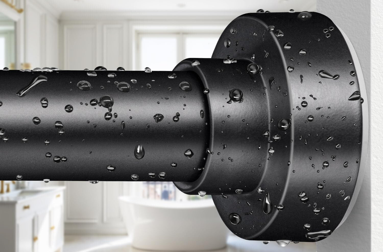 Matte Black No-Drill Shower Curtain Rod 34-96 Inches - Rust-Proof & Easy Install