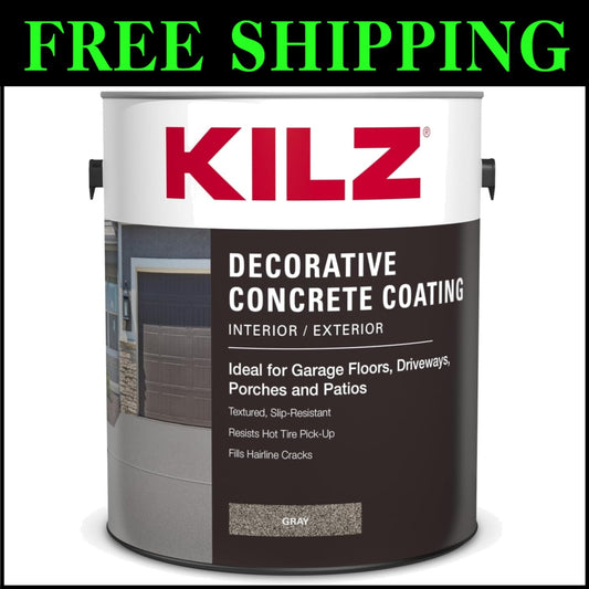 Water-Resistant Decorative Concrete Paint, 1 Gallon Gray for Driveways & Patios