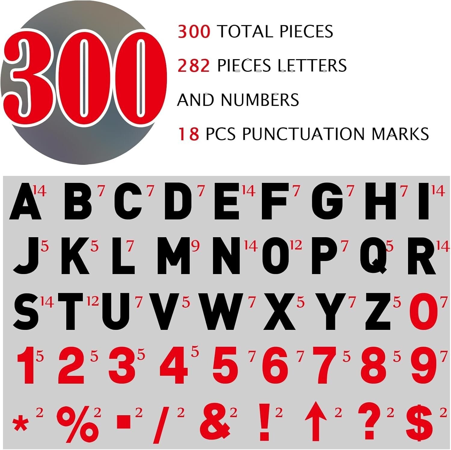 Acrylic Changeable Sign Letters - 300 Pcs for Easy Message Creation - 4'' & 5''