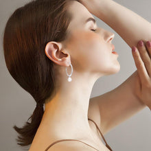 Load image into Gallery viewer, Stylish Hoop Earrings in Real 925 Silver with Simulated Pearl - Comfortable Fit