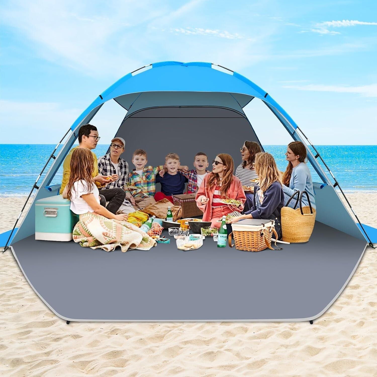 10-Person Portable Beach Tent with UV Protection & Easy Setup - Family Essential