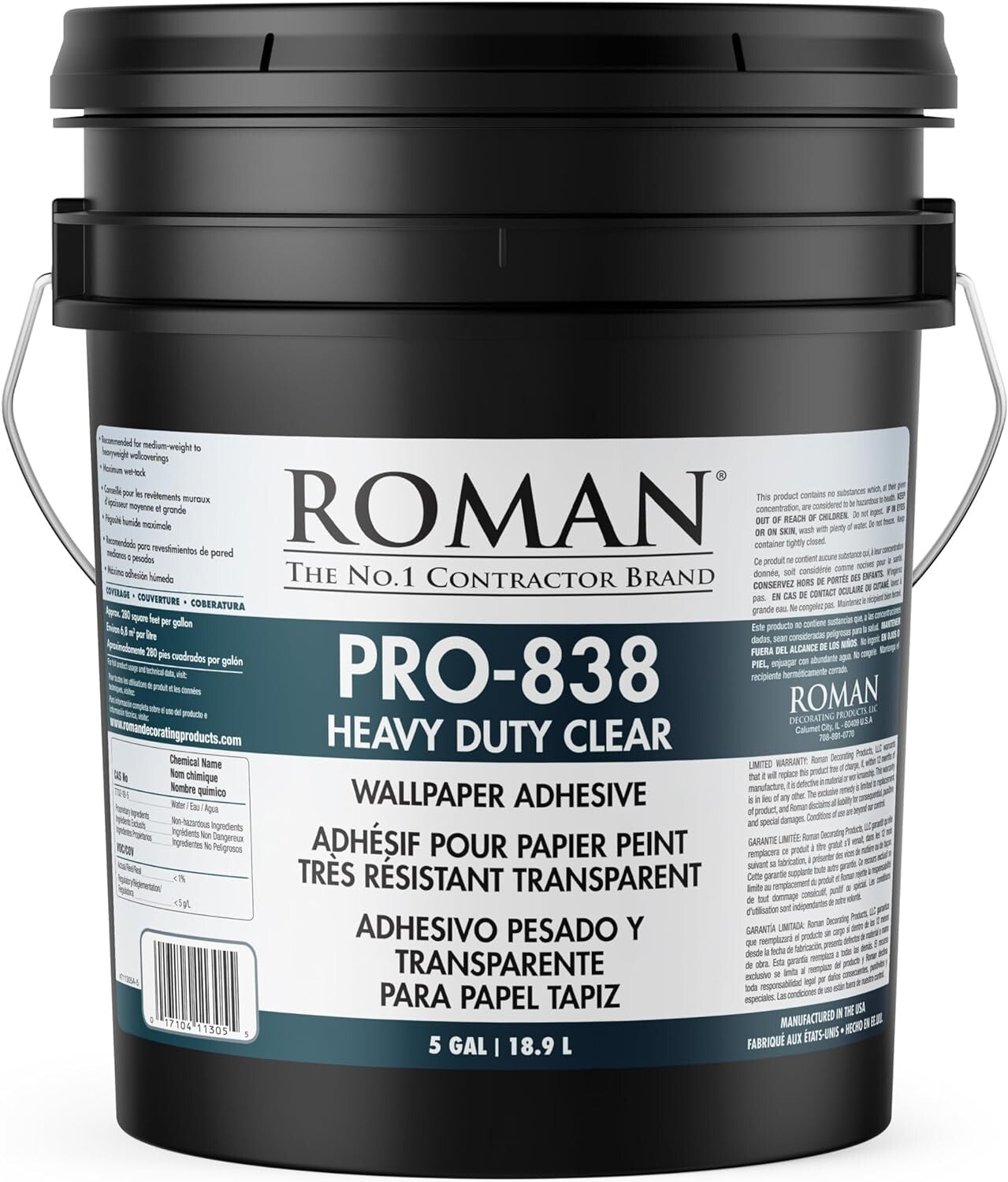 5 Gallon Heavy-Duty Clear Wallpaper Glue for Professionals - Easy Application