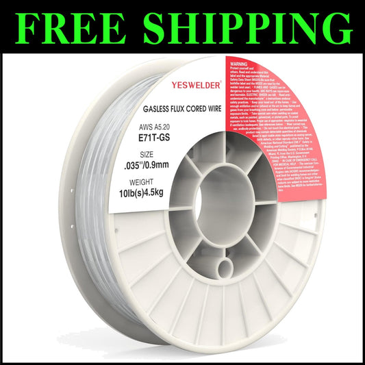 E71TGS .035'' Flux Core Mild Steel MIG Wire - 10 lb Durable Spool for Welders