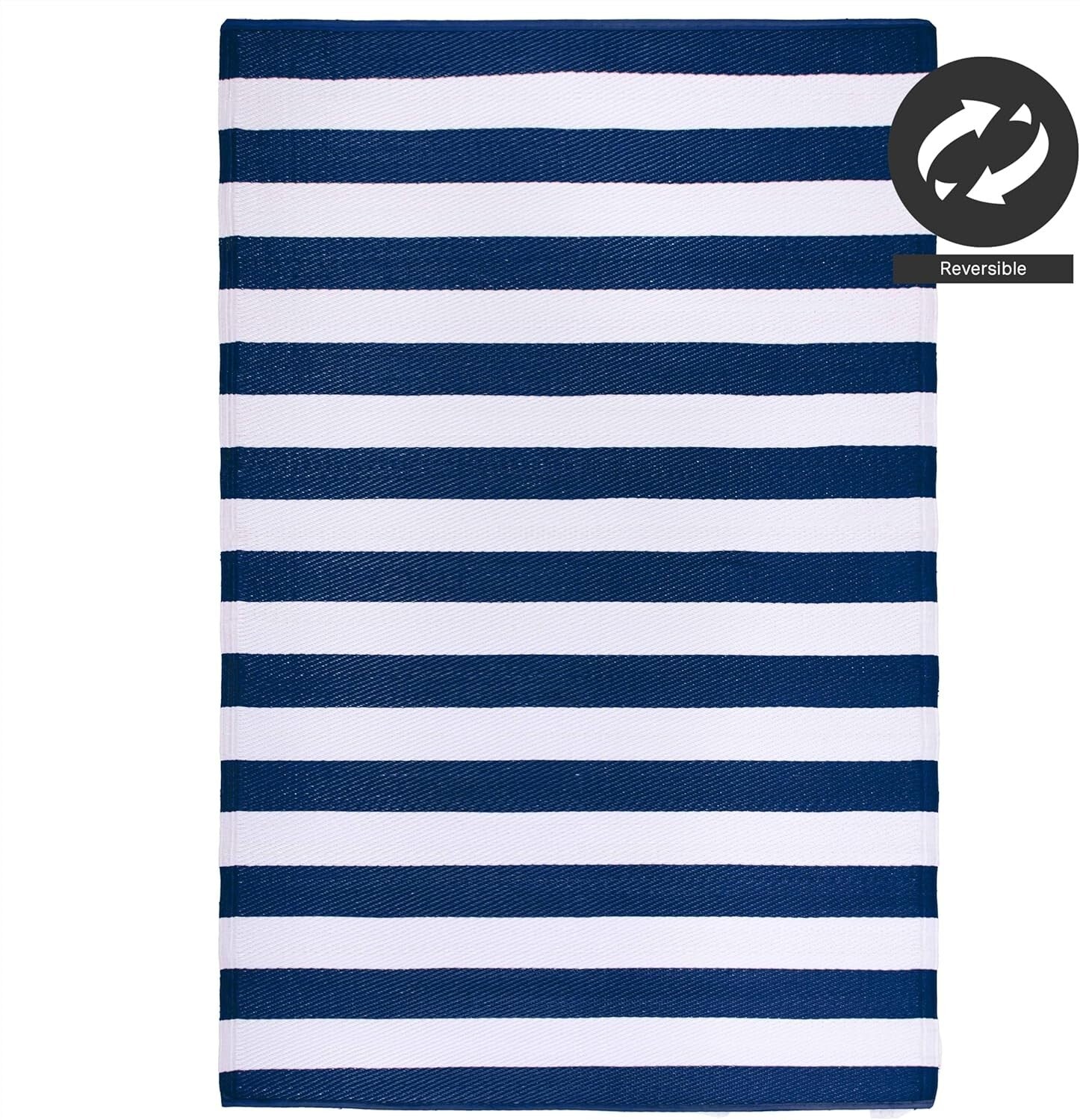 Stain Resistant Outdoor Rug - Waterproof Recycled Plastic, 4x6 ft Blue Stripes