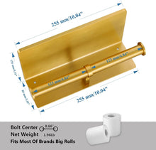 Load image into Gallery viewer, Dual Roll Toilet Paper Holder &amp; Shelf in Brushed Gold - Easy Installation