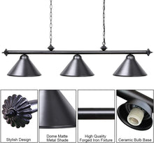 Load image into Gallery viewer, Vintage Black 3-Light Pool Table Light - Modern Industrial Chandelier Elegance
