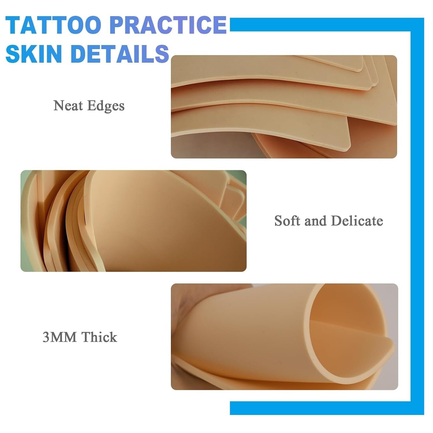 Professional Tattoo Practice Skin - 20PCS 3MM Soft & Water Resistant Sheets