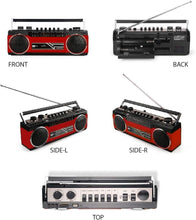 Load image into Gallery viewer, Portable Bluetooth Boombox - Retro Cassette Player, AM/FM Radio &amp; USB - Red