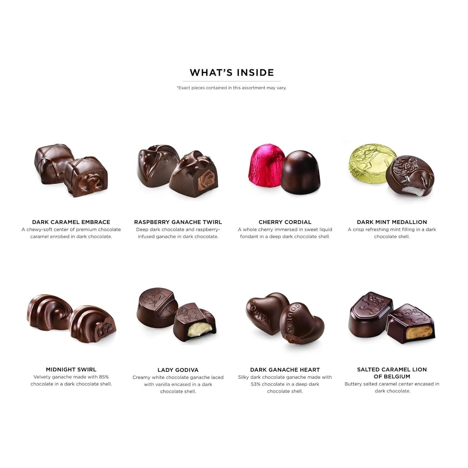 Assorted Gourmet Dark Chocolates with Pralines & Caramels - Gift Boxed Luxury