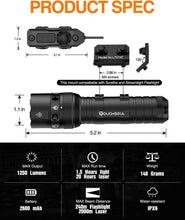 Load image into Gallery viewer, Mlok Tactical Flashlight 1250 Lumens - Rechargeable, Waterproof &amp; Adjustable