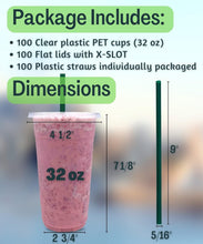 Load image into Gallery viewer, Versatile 32 oz Clear Drinking Cups with Secure Lids &amp; Straws - Outdoor Friendly