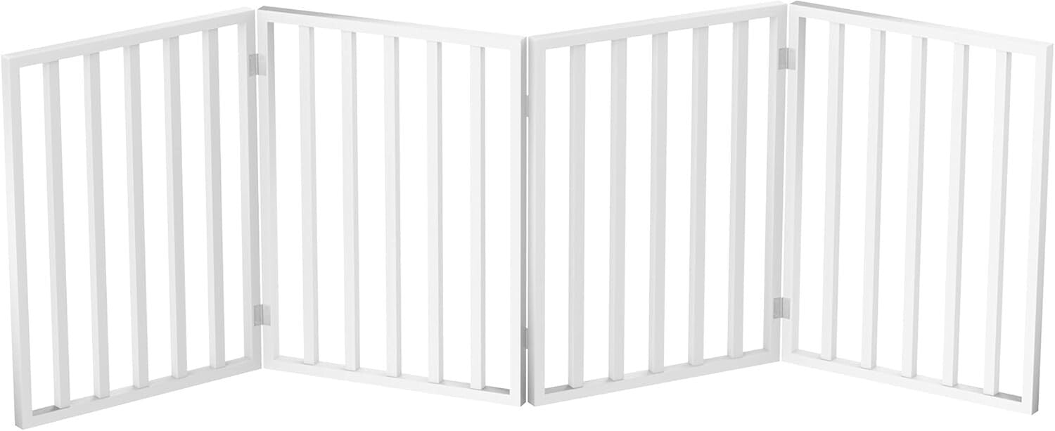 Elegant 4-Panel Freestanding Pet Gate - Retractable Indoor Dog Fence 72x24