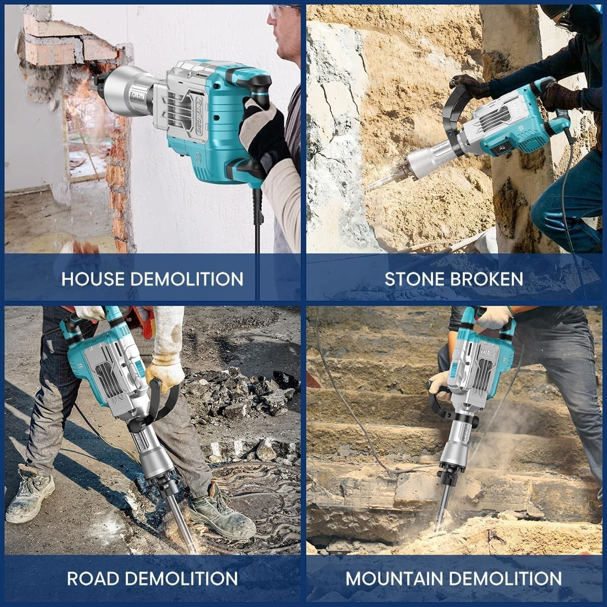 Portable SDS-Hex Jack Hammer 1700W with Chisels & Roll Case for Efficiency