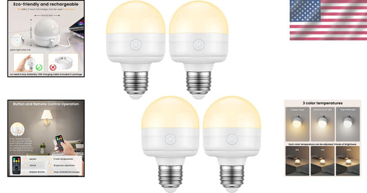 Versatile 8W Rechargeable LED Bulbs with Remote & Color Temperature Control