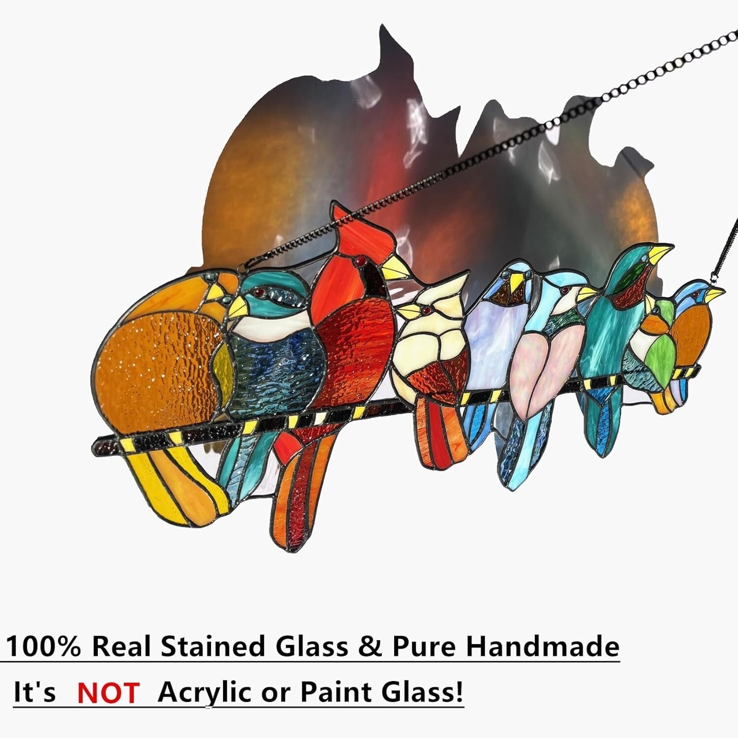 Handcrafted Stained Glass Bird Suncatcher - Vibrant Multicolor Window Hanging