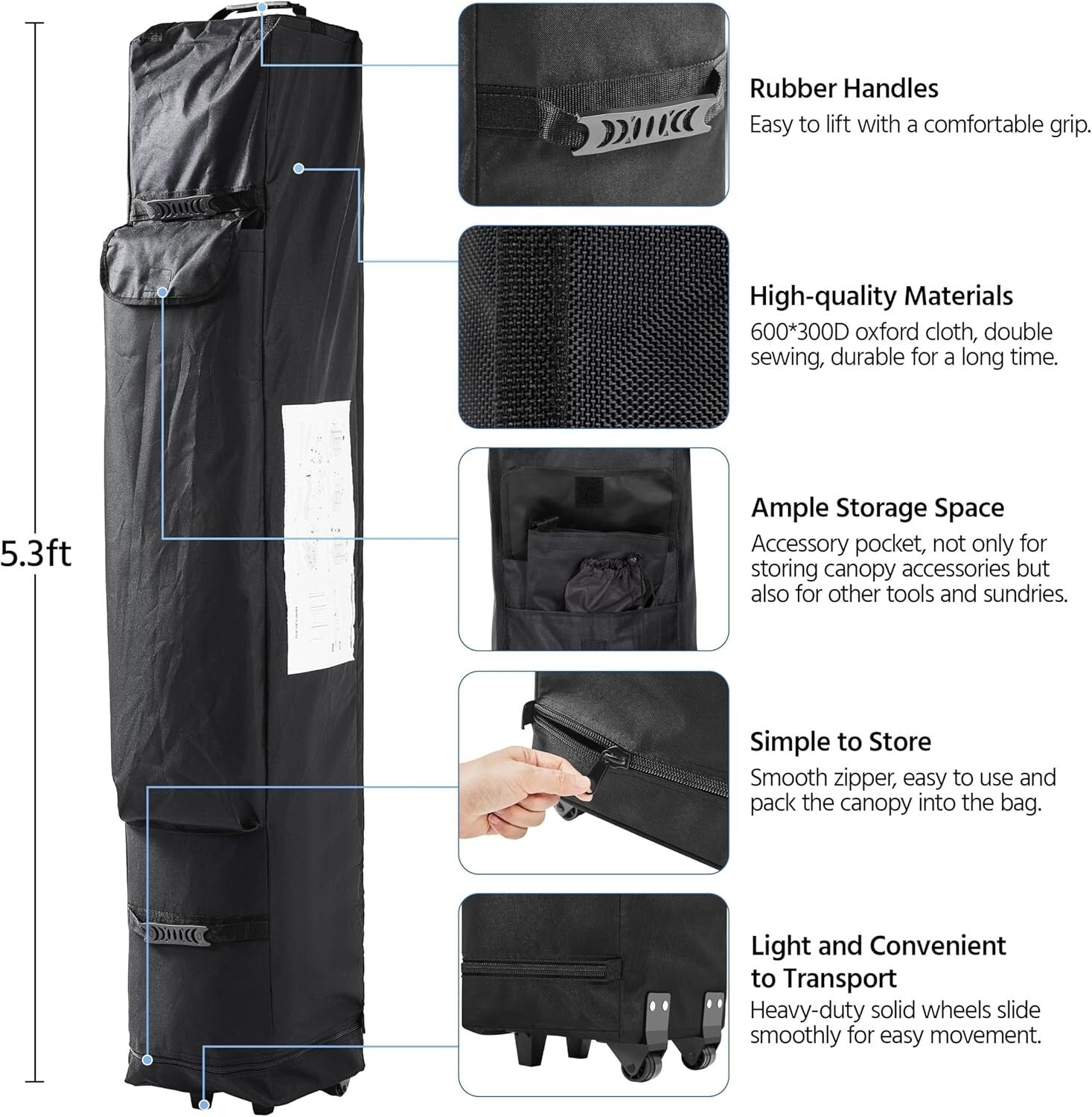 Commercial Heavy Duty Canopy Tent 10x10 - Waterproof & Adjustable with Sandbags