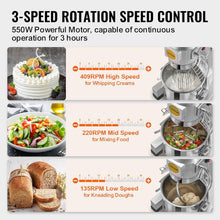 Load image into Gallery viewer, Professional 10Qt Mixer with 3 Adjustable Speeds - Ideal for Commercial Kitchens
