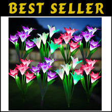 Load image into Gallery viewer, Solar Garden Lights Set with 8 Larger Lily Flowers - Waterproof &amp; Color Changing