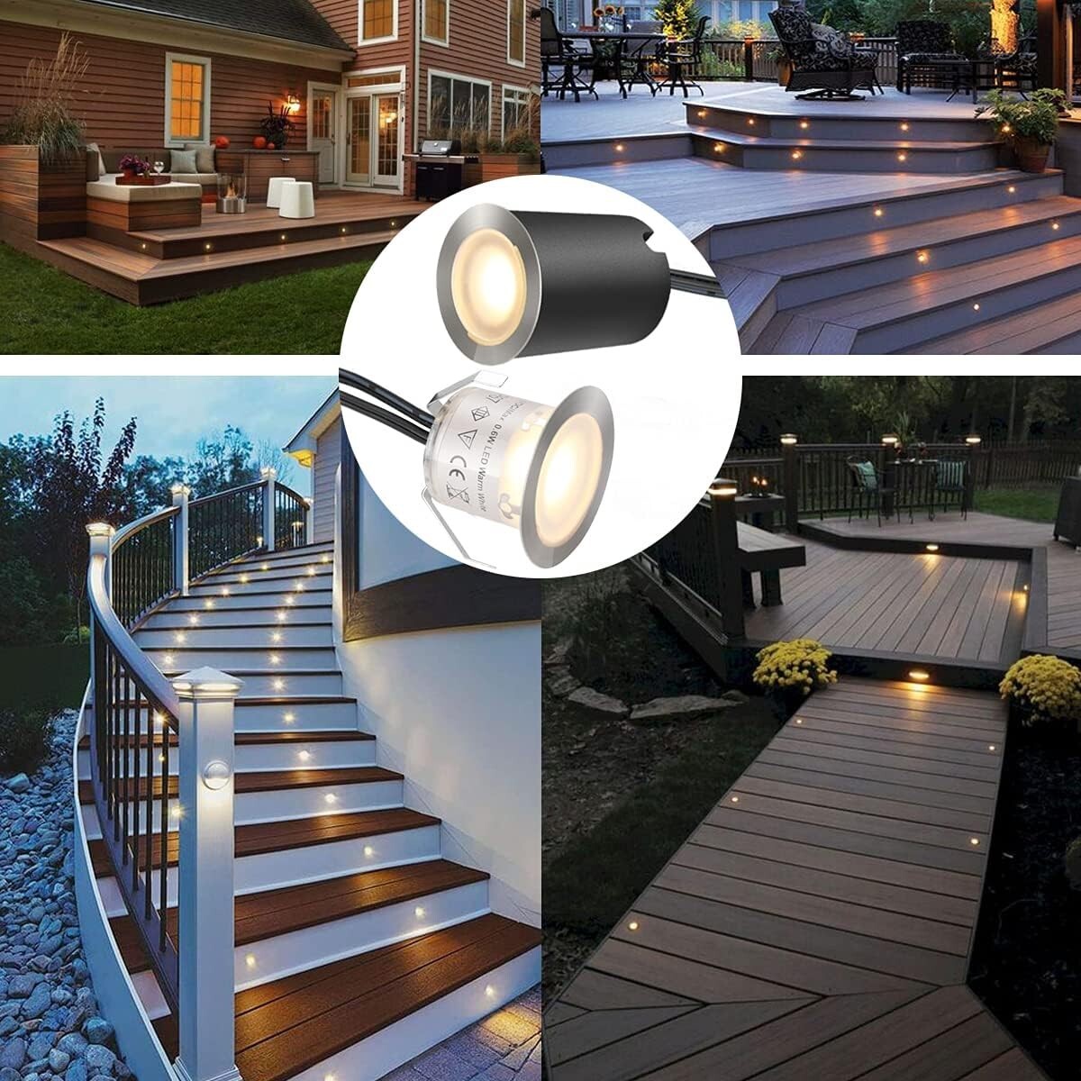 16-Pack Dimmable Outdoor LED Deck Lights φ32mm - Safe & Stylish Illumination
