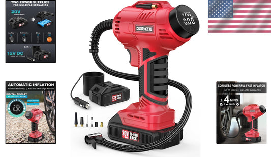 20V Cordless Air Compressor with Digital Display - Complete Tire Inflation Kit