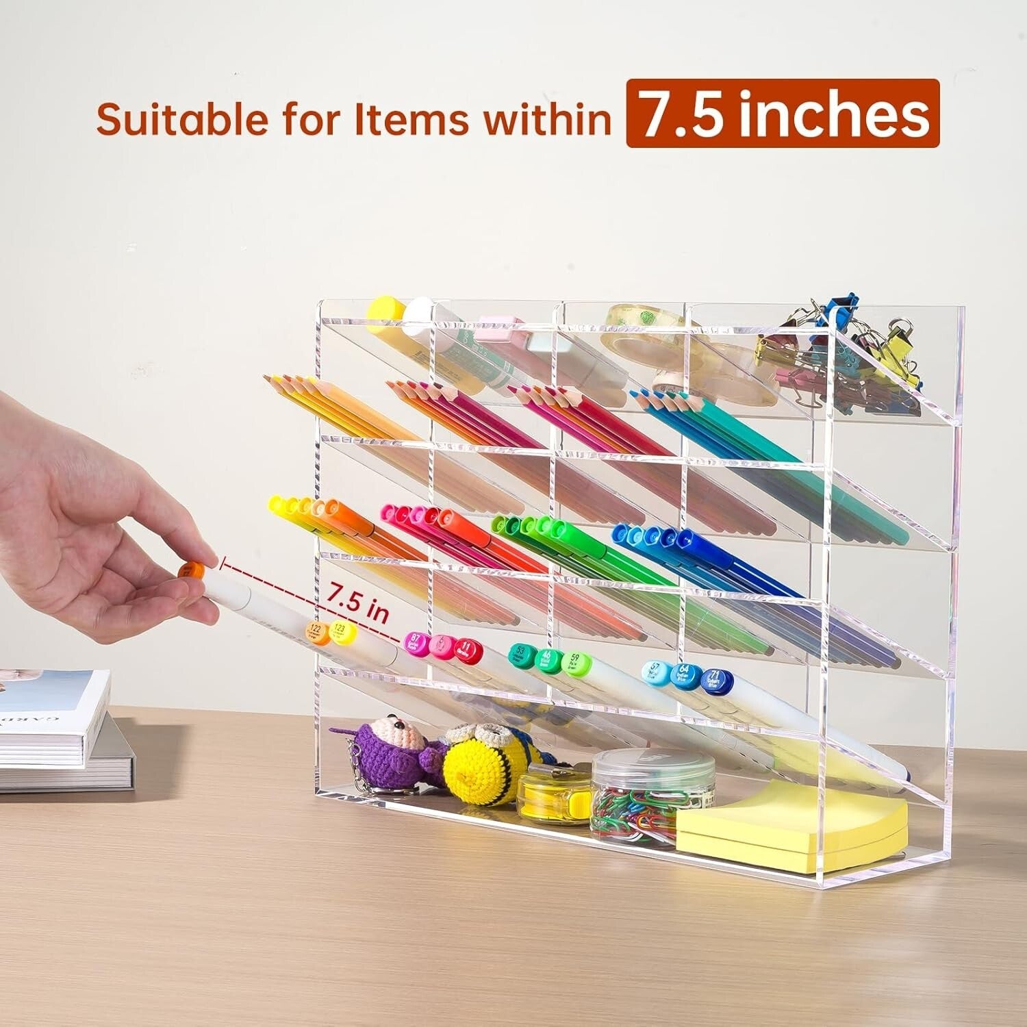 Elegant 17-Compartment Clear Marker and Pen Holder - Stylish Art Supply Storage